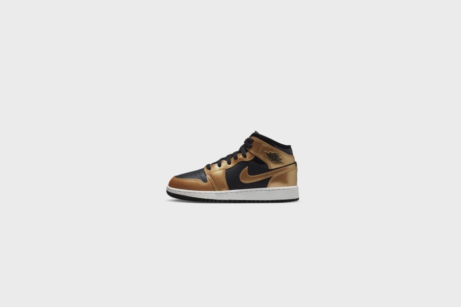 Sneakers * | Air Jordan 1 Mid Se (Gs) (Black/Metallic Gold-White)