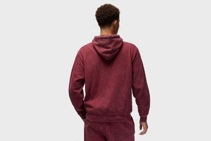 Apparel * | Jordan Essential Washed Fleece Hoodie (Burgundy)