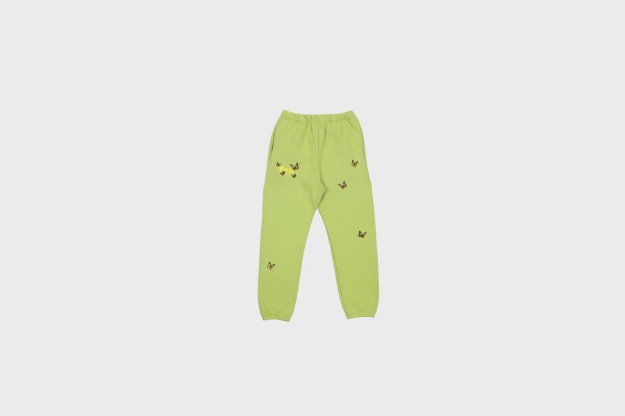 Apparel * | Felt Butterfly Embroidered Sweatpant (Sage)