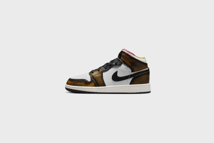 Sneakers * | Air Jordan 1 Mid Se (Gs) (Black/Taxi-White-Sail)