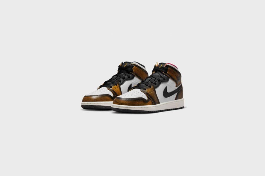 Sneakers * | Air Jordan 1 Mid Se (Gs) (Black/Taxi-White-Sail)