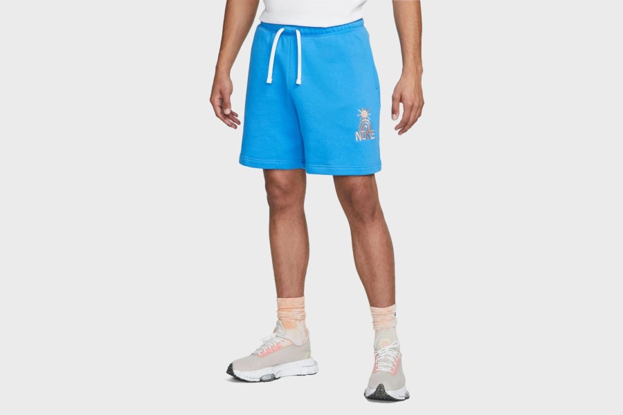 Apparel * | Nike Sportswear Fleece Shorts (Lt Photo Blue/White/Orange)