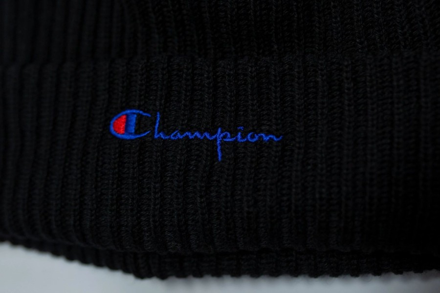 Headwear * | Champion Script Logo Beanie (Black)