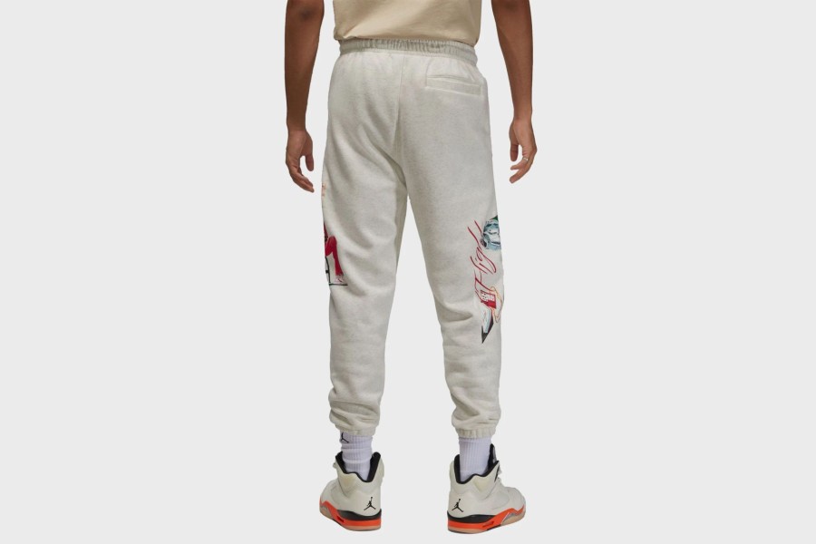 Apparel * | Jordan Flight Artist Series Fleece Pants (Oatmeal/Heather/Sail/University Red)