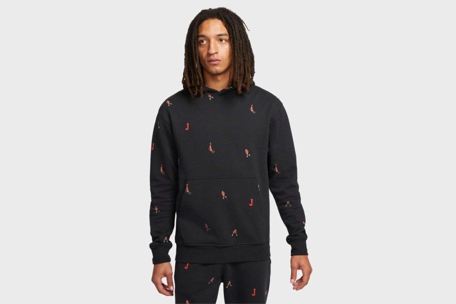 Apparel * | Jordan Jumpman Print Pullover Hoodie (Black/Red)