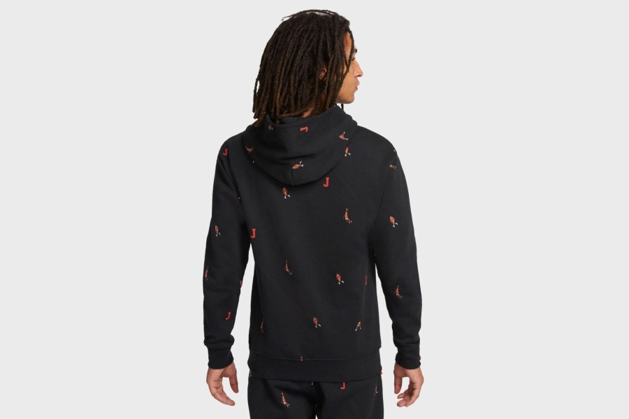 Apparel * | Jordan Jumpman Print Pullover Hoodie (Black/Red)