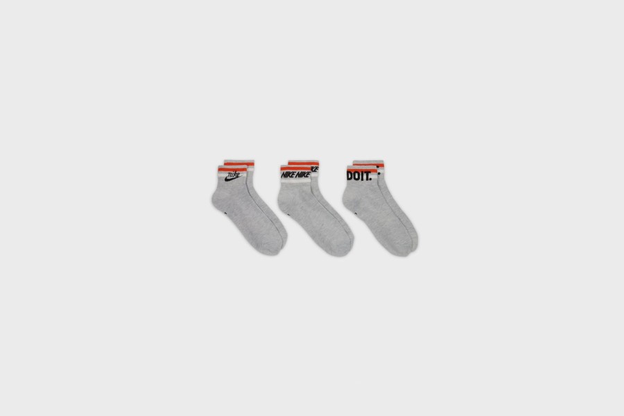 Accessories * | Nike Everyday Essential Ankle Socks (3 Pairs) (Grey/Black/Orange)