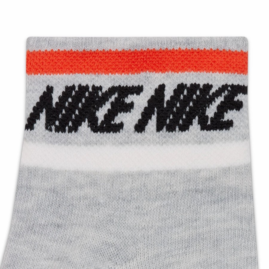 Accessories * | Nike Everyday Essential Ankle Socks (3 Pairs) (Grey/Black/Orange)