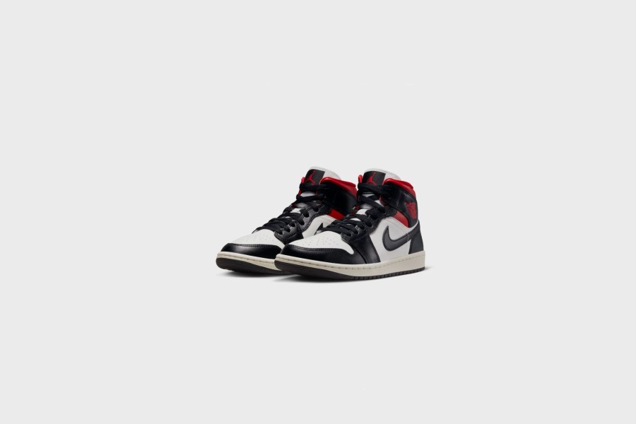 Sneakers * | Wmns Air Jordan 1 Mid (Black/Gym Red-Sail)