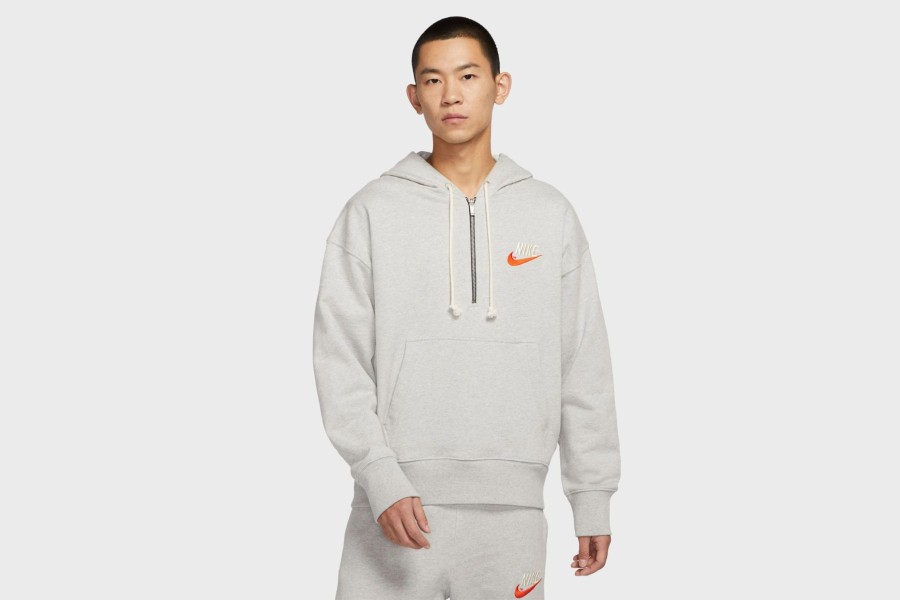 Apparel * | Nike French Terry 1/2 Zip Pullover Hoodie (Grey/Heather)