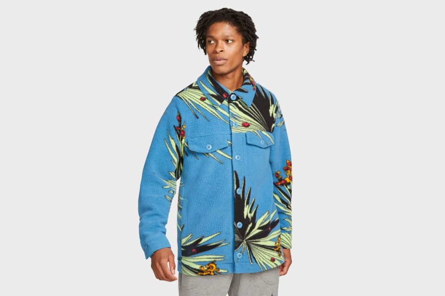 Apparel * | Nike Lebron Sherpa Button-Up Jacket (Dutch Blue)