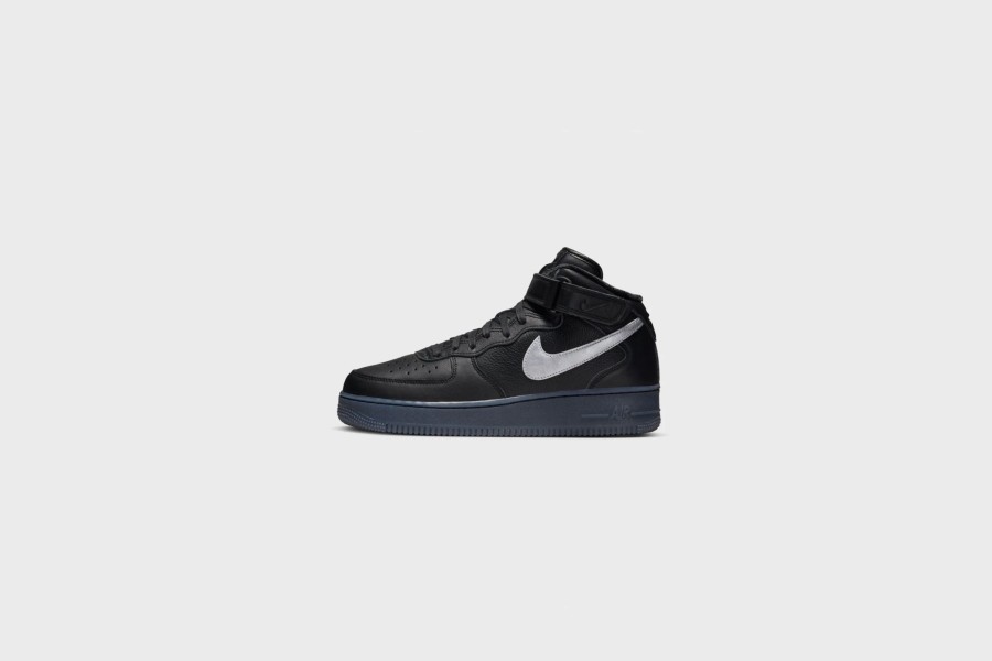 Sneakers * | Nike Air Force 1 Mid Prm (Black/Metallic-Silver)