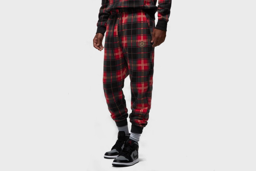 Apparel * | Jordan Essential Holiday Fleece Sweatpants (Fire Red/Dark Driftwood)