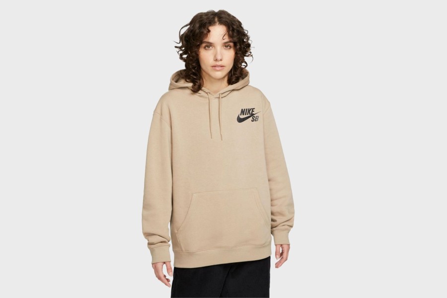 Apparel * | Nike Sb Icon Pullover Hoodie (Khaki/Black)