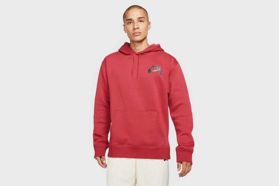 Apparel * | Nike Sb Icon Pullover Skate Hoodie (Pomegranate/Black)