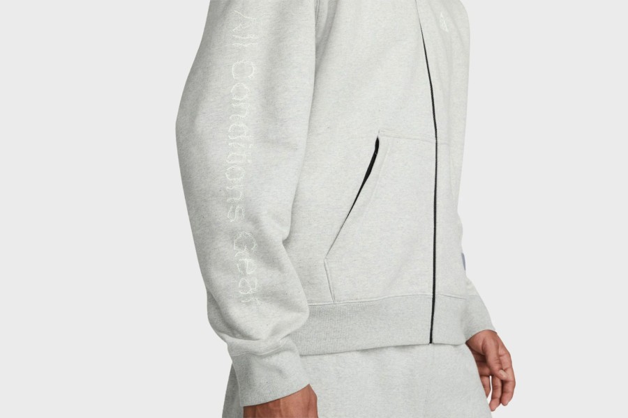 Apparel * | Nike Acg Therma-Fit "Airora" Full-Zip Fleece Hoodie (Grey Heather/Black/Light Smoke Grey)