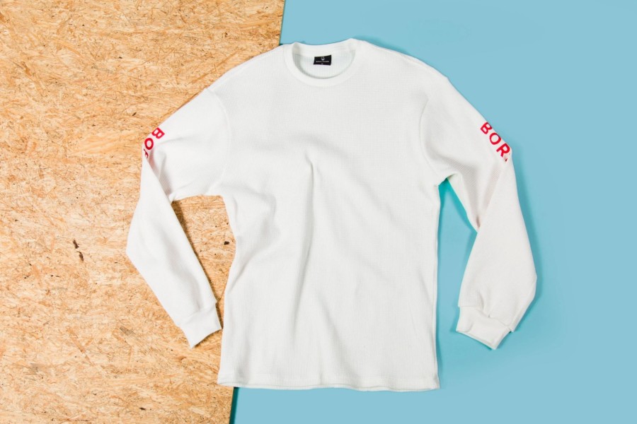 Apparel * | Born X Raised Long Sleeve Crew Neck Tee (Cream)