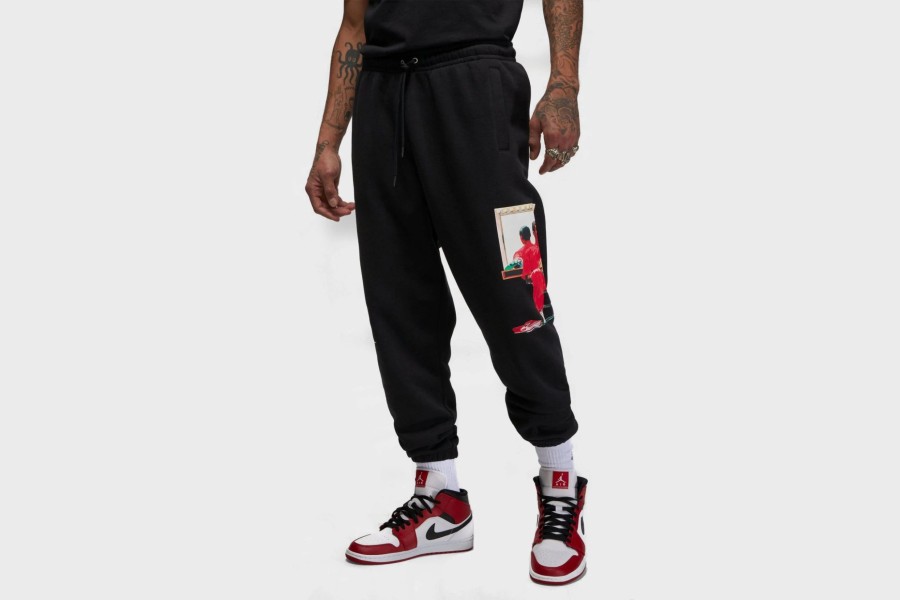 Apparel * | Jordan Flight Artist Series Fleece Pants (Black/University Red)